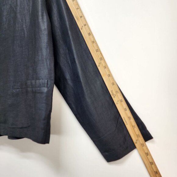 Eileen Fisher Petite Womens Linen shirt Button-Up Shimmer Size PM lightweight - Picture 10 of 10